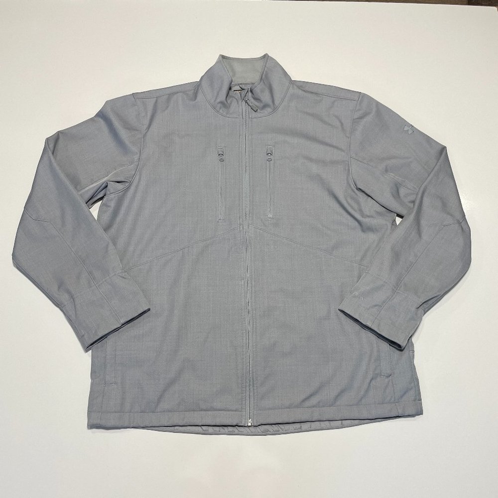 Under Armour Storm Men’s Gray Soft Shell  Rain Jacket Coat Mock Neck Size XL
